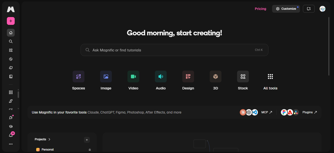 Magnific AI image and video generator for product shots and creative campaigns