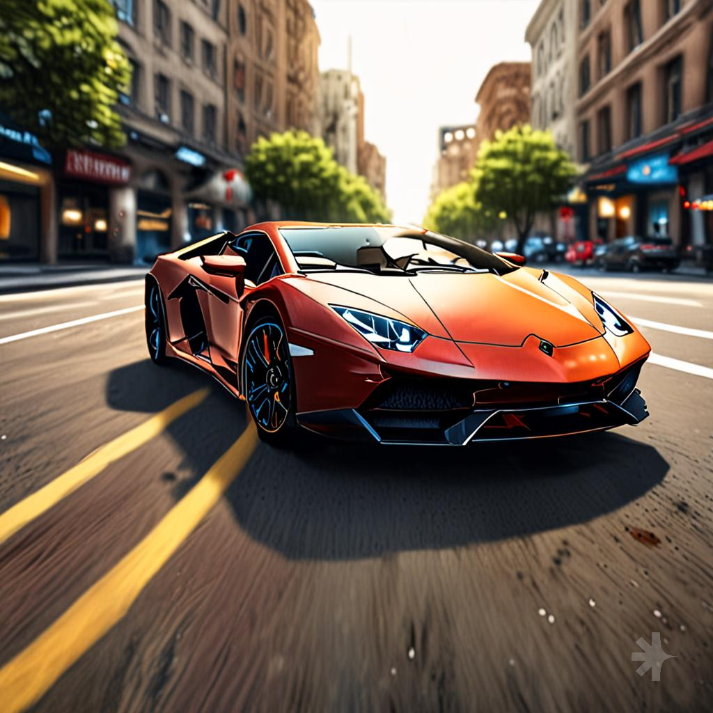 lamborghini is on the road backgorund is motion blur