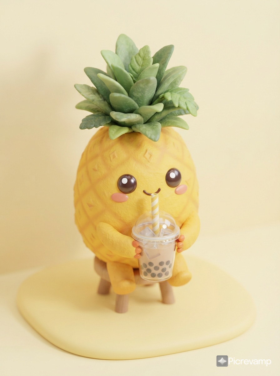 Create adorable minimalist mascot 3D character centered on a clean pastel background.