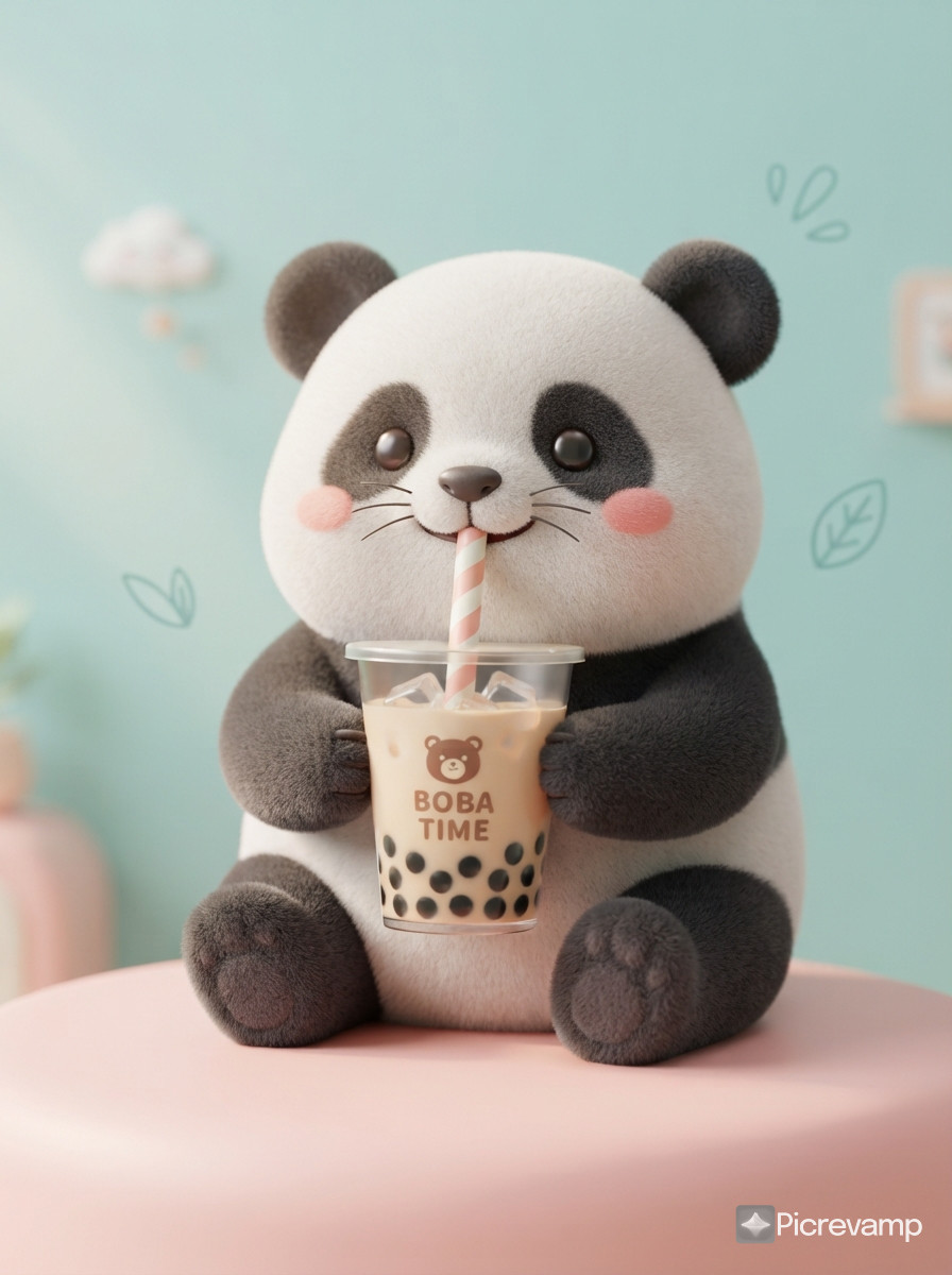 Create adorable minimalist mascot 3D character centered on a clean pastel background.