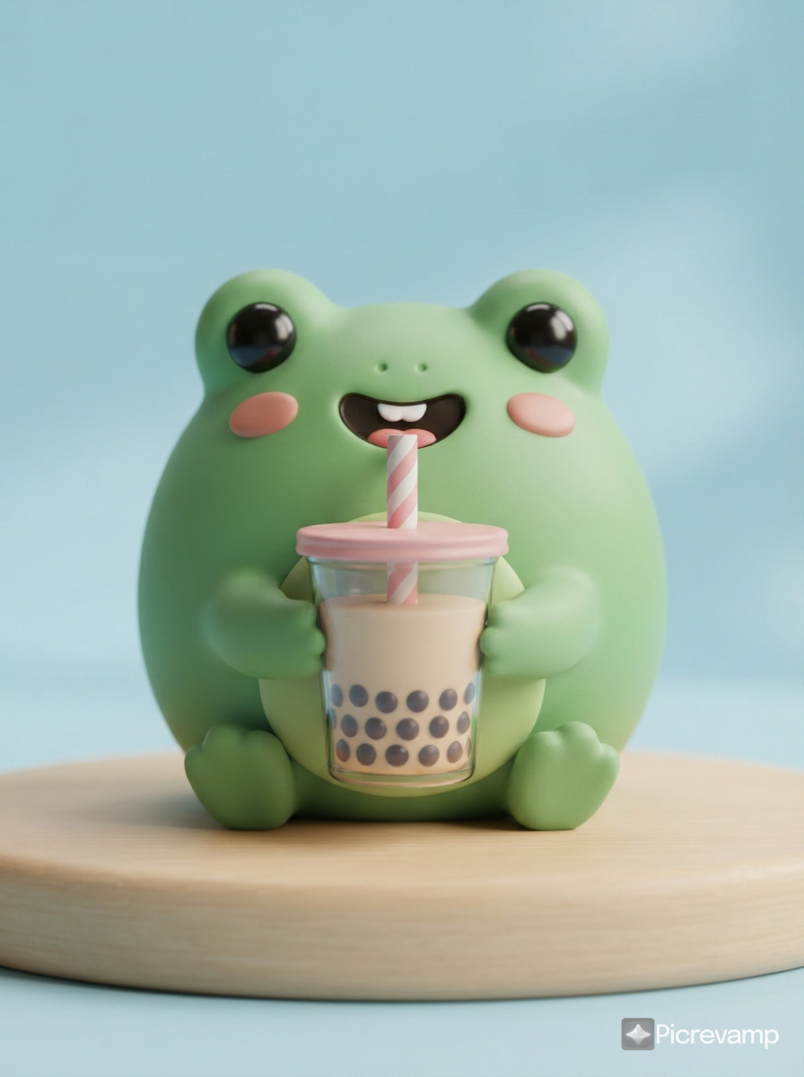 Create adorable minimalist mascot 3D character centered on a clean pastel background.