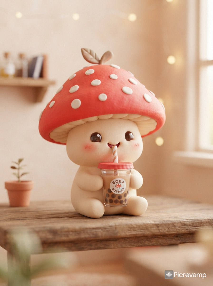 Create adorable minimalist mascot 3D character centered on a clean pastel background.