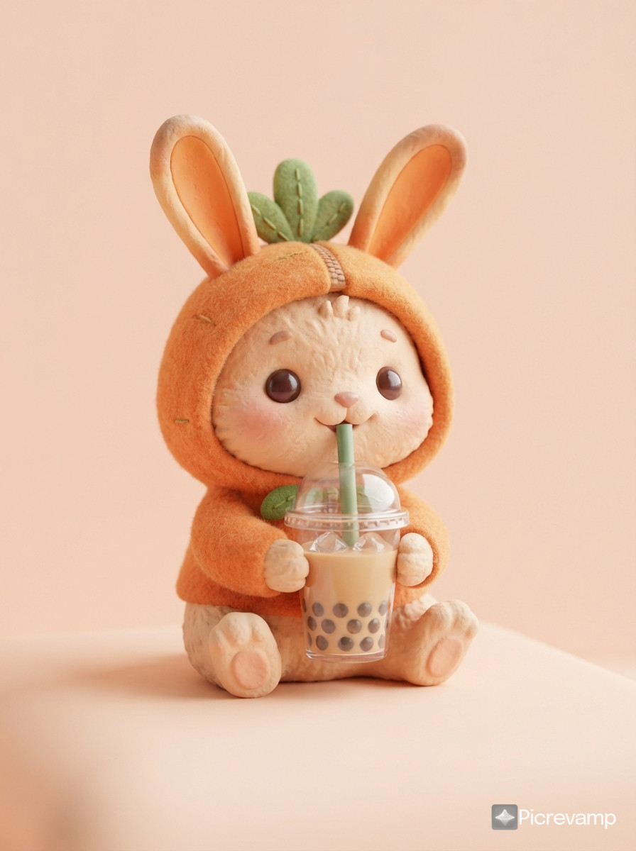 Create adorable minimalist mascot 3D character centered on a clean pastel background.