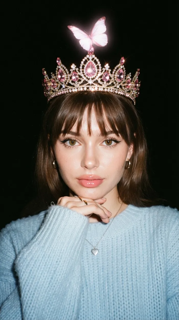 Royal Crown & Luminous Butterfly Portrait